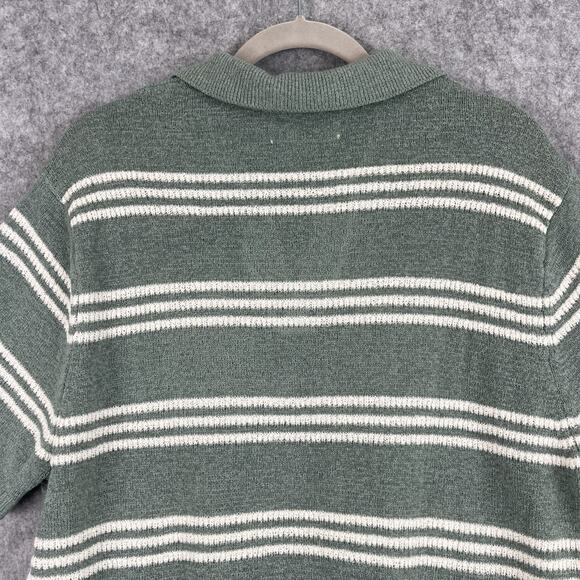 Lucky Brand Johnny Collar Polo Sweater Mens XL Green Striped Knit Retro NWT - Picture 11 of 14
